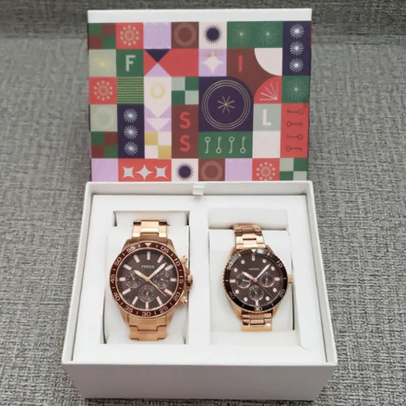 Fossil His and Hers Bannon Rose Gold-tone Watch Box Set- BQ2827SET